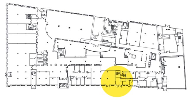 Plan d'aménagement du rez-de-chaussée de l'édifice de la Fabrique